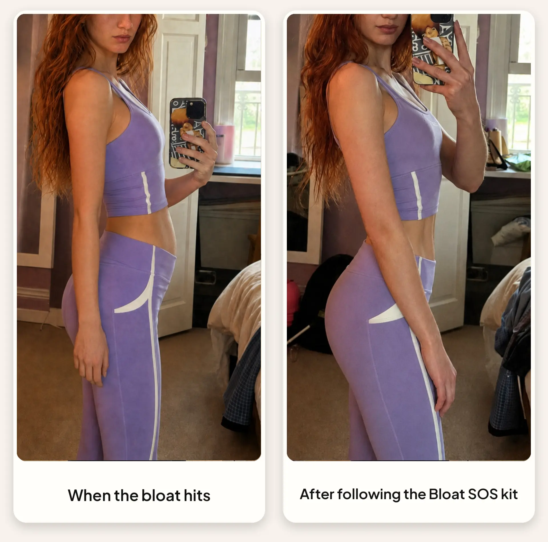Before and after following the Bloat SOS Kit