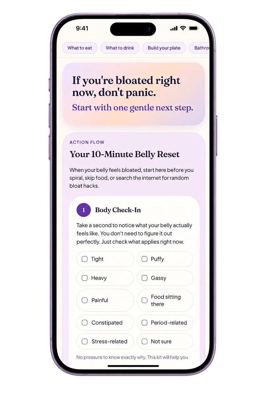 Bloat SOS Kit on a phone